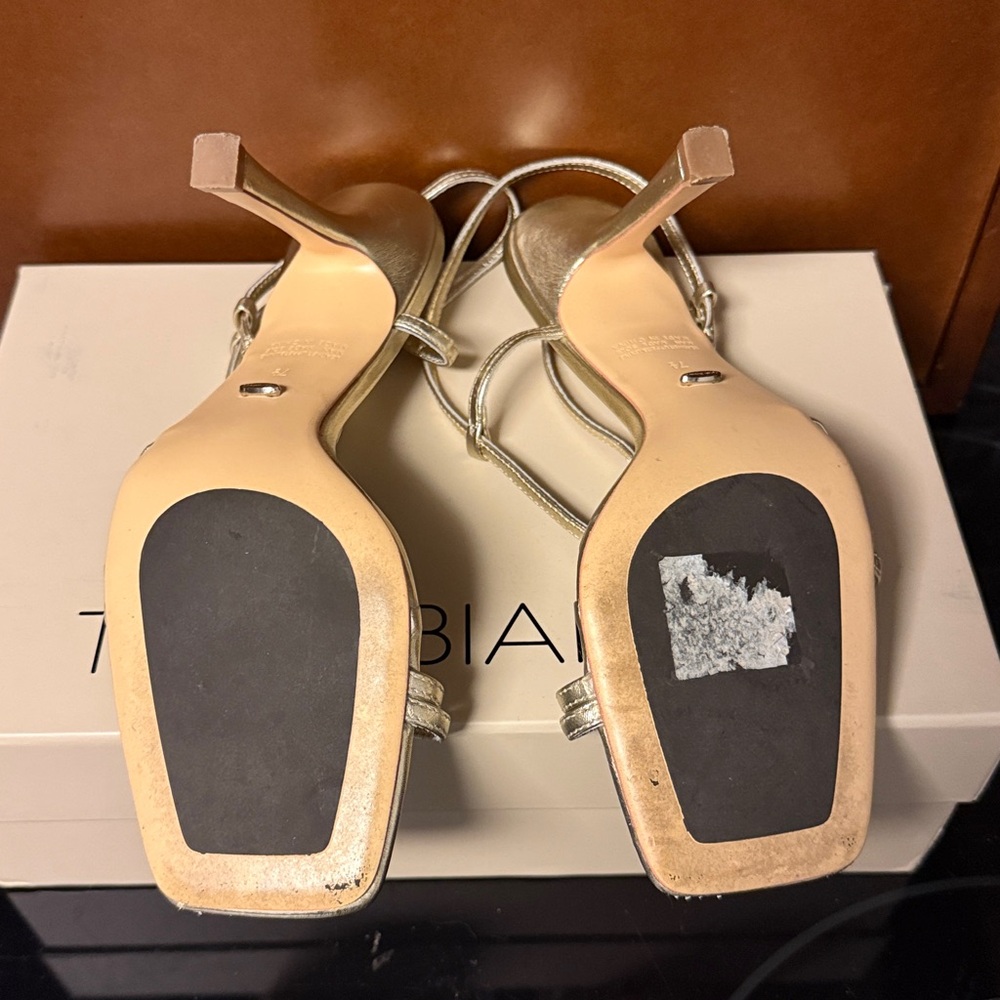 Tony Bianco Franci Sandal in Gold Nappa Metallic Strappy Heels Heeled 7.5 37.5 - Picture 13 of 14